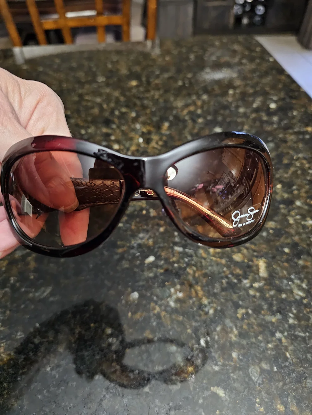 Jessica Simpson Burgundy Brown Gradient Oversized Sunglasses